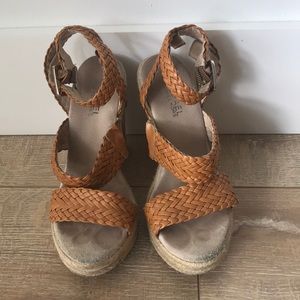 MICHAEL by Michael Korda Leather Braided Wedges